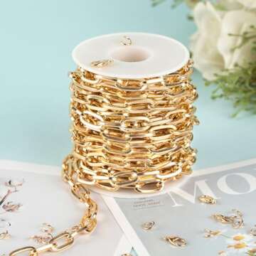 YOUBEIYEE 16.4FT Paperclip Chain Supplies for Jewelry