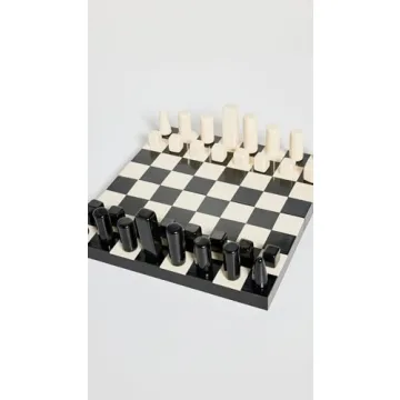 Tizo Design Black/White Chess Set with Elegant Resin Pieces