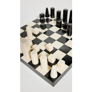 Tizo Design Black/White Chess Set with Elegant Resin Pieces
