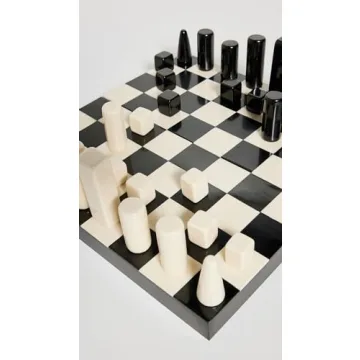 Tizo Design Black/White Chess Set with Elegant Resin Pieces