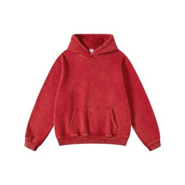 FAIABLE Womens Oversized Hoodie - Heavyweight Vintage Acid Wash Cotton Fleece