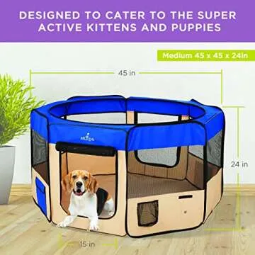 Zampa Dog Playpen Medium 45"x45"x24" Pop Up Portable Playpen for Dogs and Cat, Foldable | Indoor/Outdoor Pen & Travel Pet Carrier + Carrying Case.