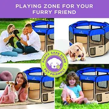 Zampa Dog Playpen Medium 45"x45"x24" Pop Up Portable Playpen for Dogs and Cat, Foldable | Indoor/Outdoor Pen & Travel Pet Carrier + Carrying Case.