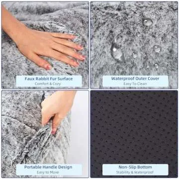 pettycare Human Dog Bed for Adult, Fluffy Faux Rabbit Fur Human Size Dog Bed Better Sleeping, Supportive with Orthopedic Memory Foam Mats,72"x42"x12", Grey