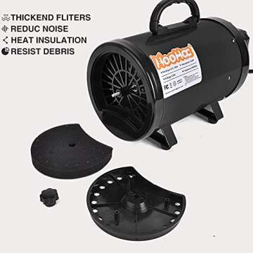 Adjustable High Velocity Dog Hair Dryer with Heater