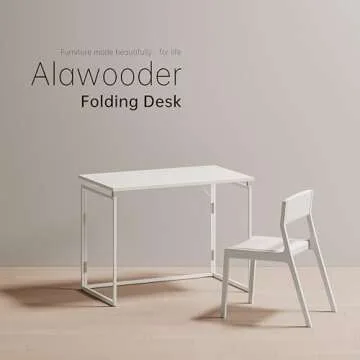 alawooder Folding Desk 30 Inch - Small Foldable Desk for Small Space Minimalist, Space Saving Collapsible Compact Desk Portable Table for Craft, Writing, Study and Work (No Assembly Required)