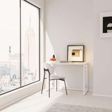 alawooder Folding Desk 30 Inch - Small Foldable Desk for Small Space Minimalist, Space Saving Collapsible Compact Desk Portable Table for Craft, Writing, Study and Work (No Assembly Required)