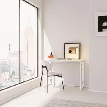 alawooder Folding Desk 30 Inch - Small Foldable Desk for Small Space Minimalist, Space Saving Collapsible Compact Desk Portable Table for Craft, Writing, Study and Work (No Assembly Required)