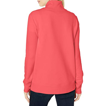 Amazon Essentials Women's Long-Sleeve Fleece Quarter-Zip Top (Available in Plus Size), Coral Pink, Small