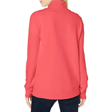 Amazon Essentials Women's Long-Sleeve Fleece Quarter-Zip Top (Available in Plus Size), Coral Pink, Small