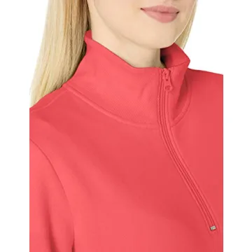 Amazon Essentials Women's Long-Sleeve Fleece Quarter-Zip Top (Available in Plus Size), Coral Pink, Small