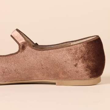 Amazon Essentials Women's Mary Jane Ballet Flat, Brown Velvet, 9
