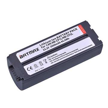 Batmax 2000mAh NB-CP2L Battery & Charger for Canon Printers