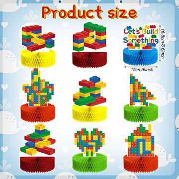 9 Pieces Building Block Birthday Party Supplies Building Block Honeycomb Centerpieces Boy Girl Birth...