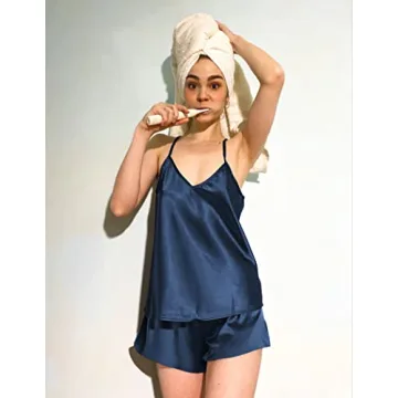 Ekouaer Silk Pajamas Set with Adjustable Straps for Women