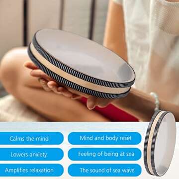 Hofeztey Ocean Drum, 10" Sea Wave Drum for Meditation & Relaxation, Natural Color Rain Drumfor Stres...
