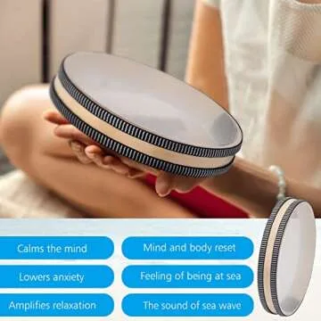 Hofeztey Ocean Drum, 10" Sea Wave Drum for Meditation & Relaxation, Natural Color Rain Drumfor Stres...