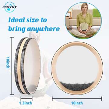 Hofeztey Ocean Drum, 10" Sea Wave Drum for Meditation & Relaxation, Natural Color Rain Drumfor Stress Relief, Musical Sound Healing Instruments Ocean Sound Drum for Holistic Healing