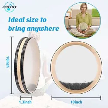 Hofeztey Ocean Drum, 10" Sea Wave Drum for Meditation & Relaxation, Natural Color Rain Drumfor Stress Relief, Musical Sound Healing Instruments Ocean Sound Drum for Holistic Healing