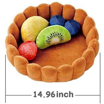 S-Lifeeling Pet Tart Bed Cushion with Toys Detachable Soft Fuzzy Cat Bed Winter Plush Lovely Tart Wa...