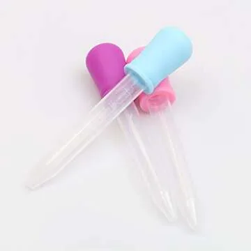 homEdge Liquid Dropper, 9 PCS Silicone and Plastic Droppers – 5 ML Pipettes for Candy Making and Kitchen Gummy Making, Measuring doses of MCT oil – (Blue+Pink+Purple)
