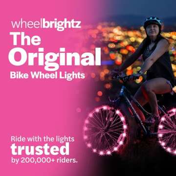 brightz Bike Wheel Lights (1 Tire) Pink Bike Lights for Night Riding Pink Bicycle Lights Front & Rea...