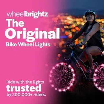 brightz Bike Wheel Lights (1 Tire) Pink Bike Lights for Night Riding Pink Bicycle Lights Front & Rea...