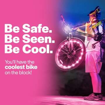 brightz Bike Wheel Lights (1 Tire) Pink Bike Lights for Night Riding Pink Bicycle Lights Front & Rear Bicycle Accessories for Girls Bike Accessories Cool Present Gift 5 6 7 8 11 12 13 Year Old Girls