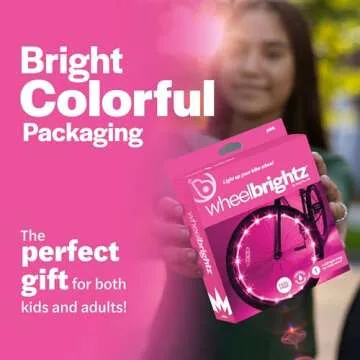 brightz Bike Wheel Lights (1 Tire) Pink Bike Lights for Night Riding Pink Bicycle Lights Front & Rear Bicycle Accessories for Girls Bike Accessories Cool Present Gift 5 6 7 8 11 12 13 Year Old Girls