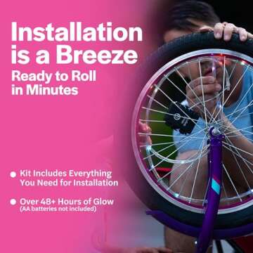 brightz Bike Wheel Lights (1 Tire) Pink Bike Lights for Night Riding Pink Bicycle Lights Front & Rear Bicycle Accessories for Girls Bike Accessories Cool Present Gift 5 6 7 8 11 12 13 Year Old Girls