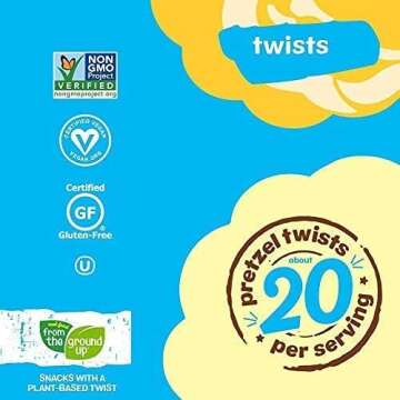 Real Food From The Ground Up Vegan Cauliflower Pretzels, Gluten Free, Non-GMO, 6 Pack (Twists)