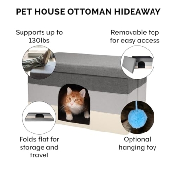 Furhaven Pet House Collapsible Ottoman for Cats Dogs
