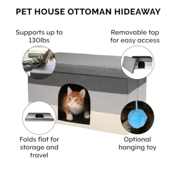 Furhaven Pet House Collapsible Ottoman for Cats Dogs
