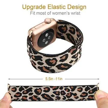 YOSWAN Stretchy Loop Strap Compatible for Apple Watch Band 41mm 40mm 38mm iWatch Series SE/7/6/5/4/3/2/1 Stretch Elastics Wristbelt Cheetah/Leopard (Light Brown, 38mm/40mm/41mm)