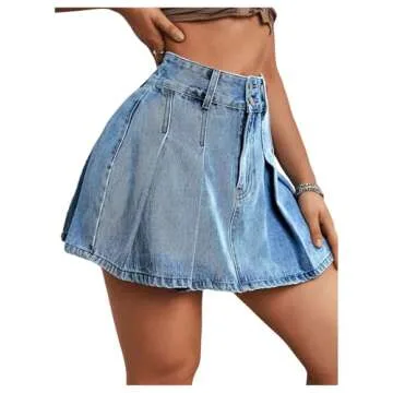 Milumia Women's Trendy Pleated Denim Skirt Mini Style