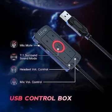 FIFINE PC Gaming Headset, USB Headset with 7.1 Surround Sound, Detachable Microphone, Control Box, 3.5mm Headphones Jack, Over-Ear Wired Headset for PS5/Xbox/Switch, Black-AmpliGame H9