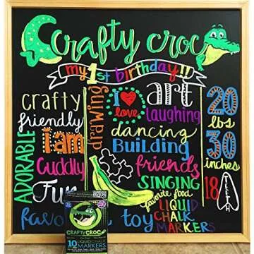 Crafty Croc Liquid Chalk Markers for Chalkboards, Blackboards, Windows & Glass - Dry Erase, 6mm Reversible Bullet & Chisel Tip, 10 Pack Neon