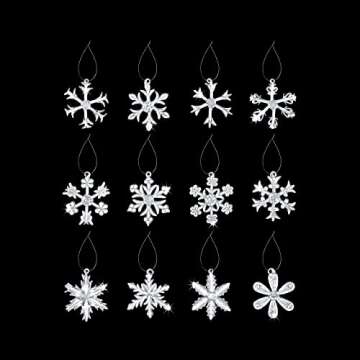 12-Pack 2.5" Clear Glass Snowflake Christmas Ornaments by 4E's Novelty