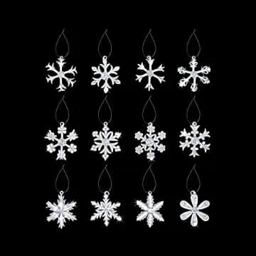 12-Pack 2.5" Clear Glass Snowflake Christmas Ornaments by 4E's Novelty
