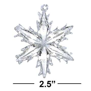 12-Pack 2.5" Clear Glass Snowflake Christmas Ornaments by 4E's Novelty
