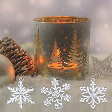 12-Pack 2.5" Clear Glass Snowflake Christmas Ornaments by 4E's Novelty