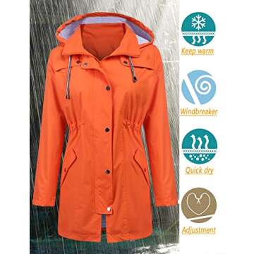 LOMON Women’s Waterproof Long Hooded Trench Coat – Stylish Travel Rain Jacket