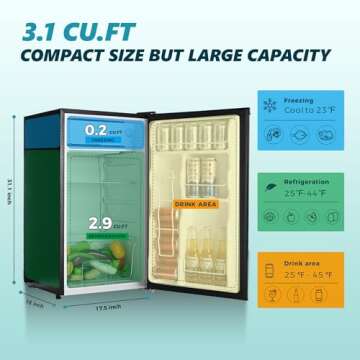 EUHOMY 3.1 Cu.Ft Mini Fridge with Freezer - Stylish & Energy-Saving Compact Refrigerator