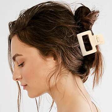 ATODEN 5 Pcs Square Matte Hair Claws for Women & Girls - 2" Non-Slip Strong Grip Hair Clamps for Thi...