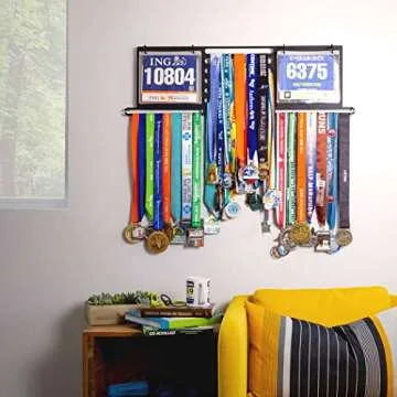 Gone For a Run Deluxe BibFOLIO+ Race Bib & Medal Display | Wall Mounted Medal Hanger | Display Over ...