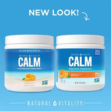 Natural Vitality Calm Magnesium Supplement, Anti-Stress Drink Mix Powder, Gluten Free, Vegan, & Non-...
