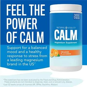 Natural Vitality Calm Magnesium Supplement, Anti-Stress Drink Mix Powder, Gluten Free, Vegan, & Non-GMO, Orange, 8 oz