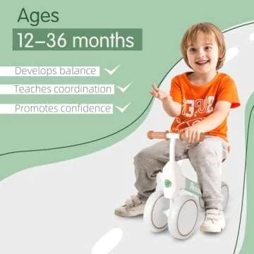 PerKidern Baby Balance Bike for 1-3 Year Old Boys Girls, 12-36 Month Toddler Balance Bike, 4 Wheels ...