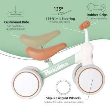 PerKidern Baby Balance Bike for Toddlers - Secure & Fun
