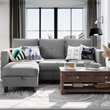 Shintenchi Convertible Sectional Sofa Couch - Modern Linen L-Shaped Design
